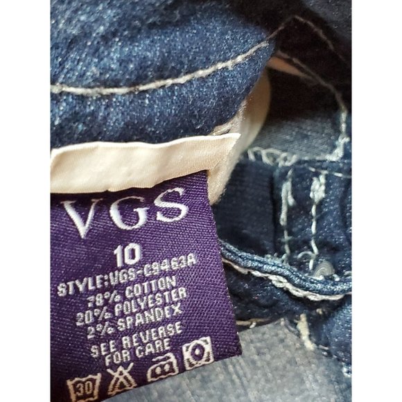 VGS Jeans Womens Size 10 X 20  Capri Blue Denim Embellished Embroidered - Picture 4 of 5